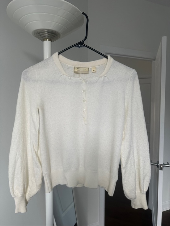 Anthropologie Sweaters - Moulinette Sœurs by Anthropologie Cream Scoop-Neck Button Pullover wool Sweater